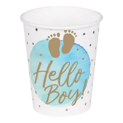 Paper cup Hello Boy blue (set of 10)