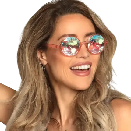 Round Pink Glasses with holographic lenses
