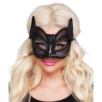 Black Lace Cat Wolf with Whiskers