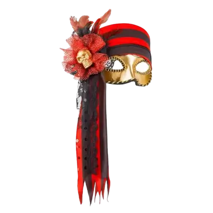 Golden, Red and Black Venetian Pirate Mask