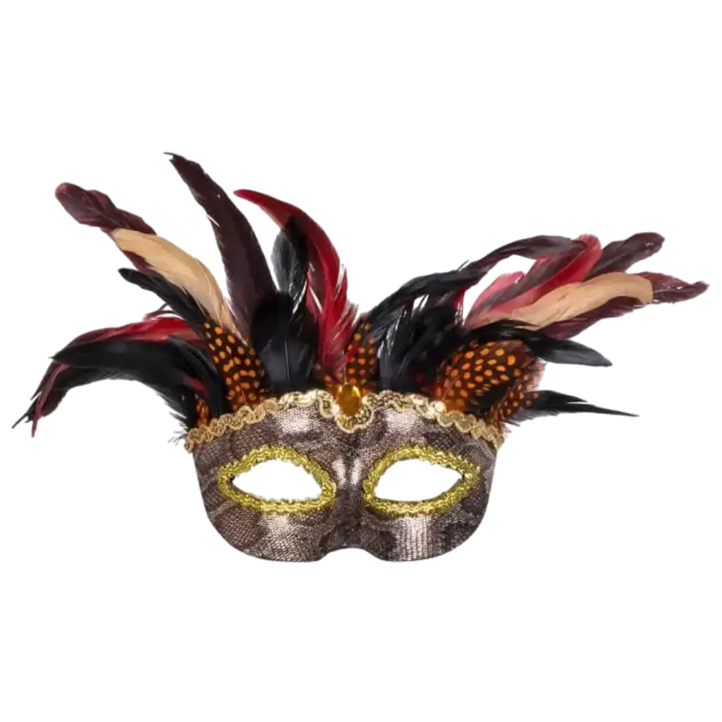 Venetian Mask with Feathers and Snake Design