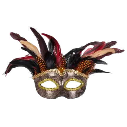 Venetian Mask with Feathers and Snake Design