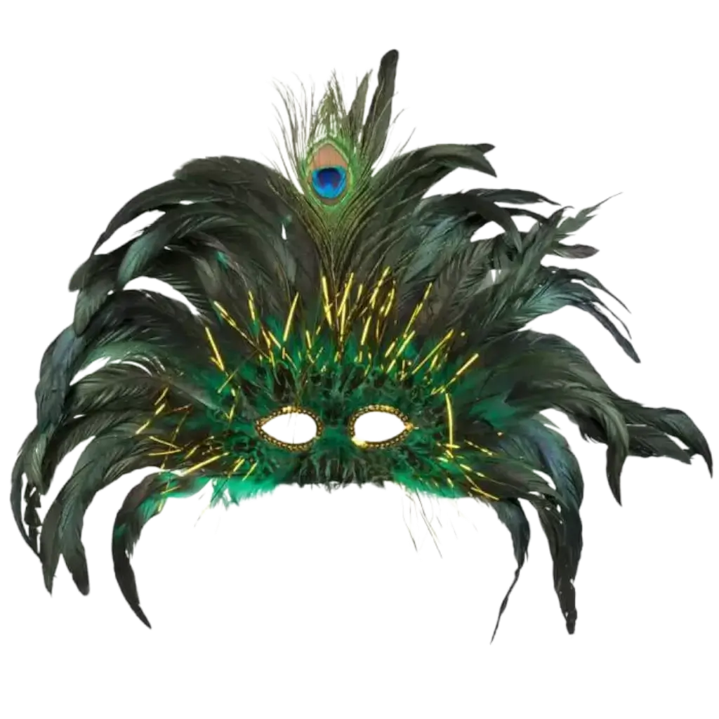 Green and gold peacock feather wolf