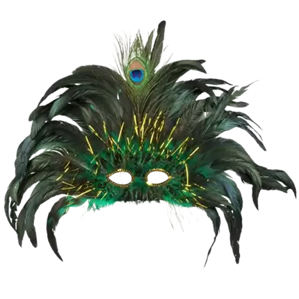 Green and gold peacock feather wolf