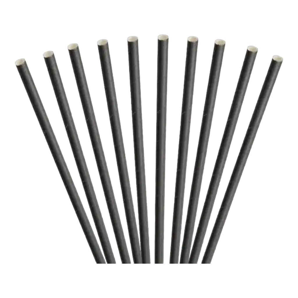 Paper straw black 23cm /ø8mm (100 pcs)