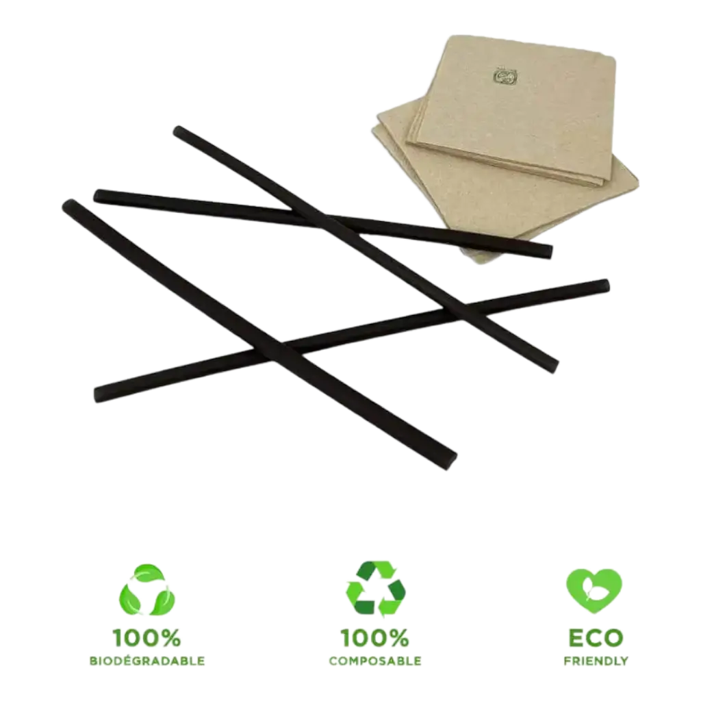 Black rice straw 21,5cm ø 6mm (Set of 100 straws)