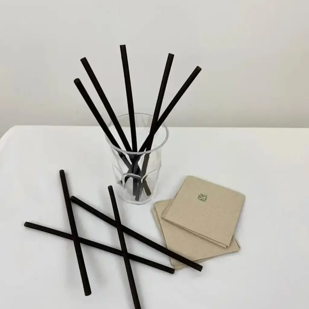 Black rice straw 21,5cm ø 6mm (Set of 100 straws)
