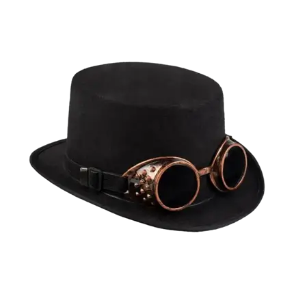 Black Top Hat with Retro Glasses