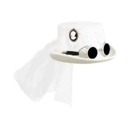 White Top Hat with Retro Glasses and Veil