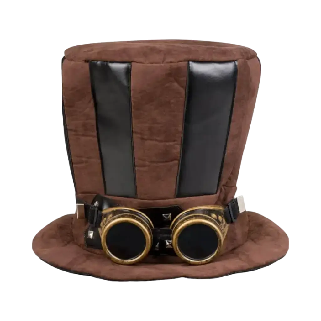 Brown top hat with retro glasses