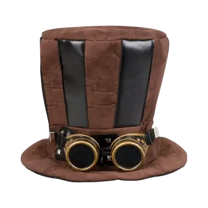Brown top hat with retro glasses