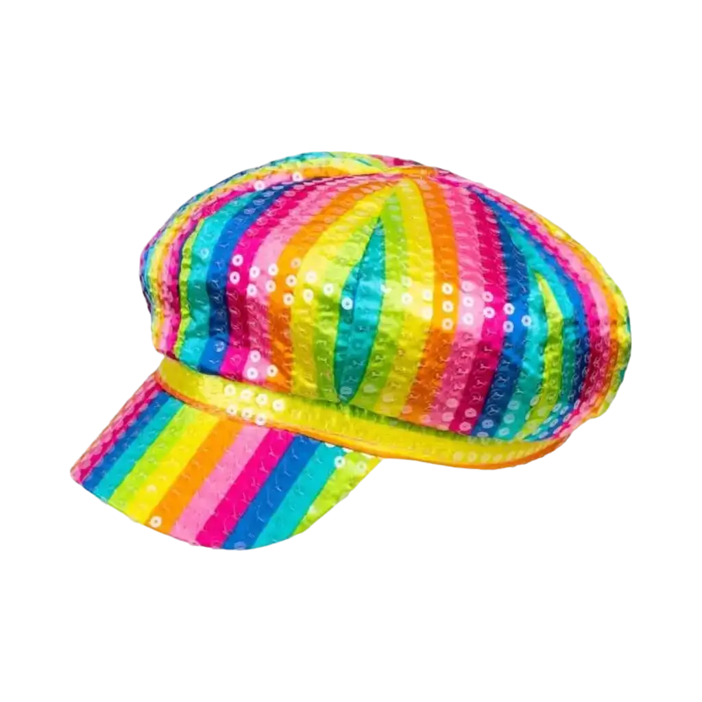 Multicoloured Striped Sequined Cap