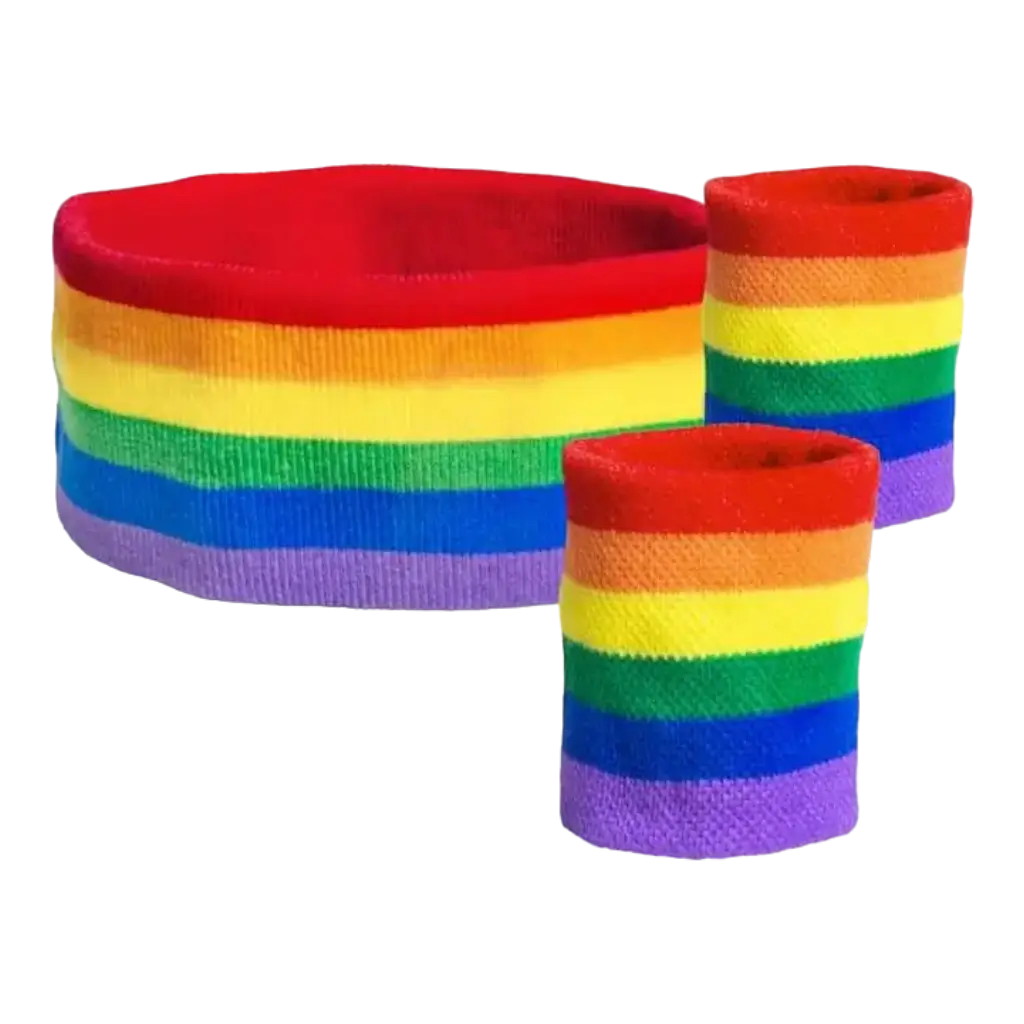 Rainbow Sponge Headband and Bracelet Set