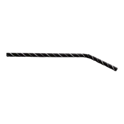 Flexible black straw with stripes - 21cm /ø6mm (100 pcs)