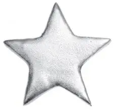 Set of 6 silver metal stars - 3 x 3 cm & 5 x 5 cm