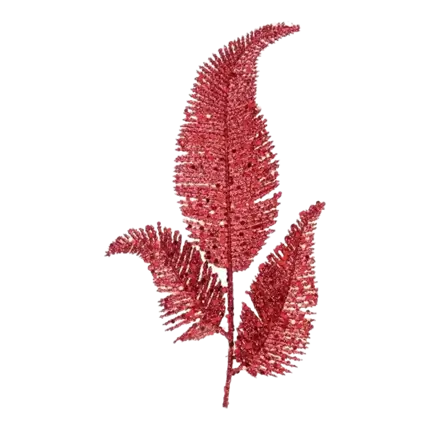 Palm leaves on stem - Decoration - Red - 18x25cm