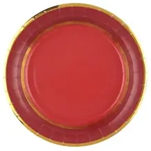 Christmas Chic paper plate x10 - Red/Gold - ø22.5cm