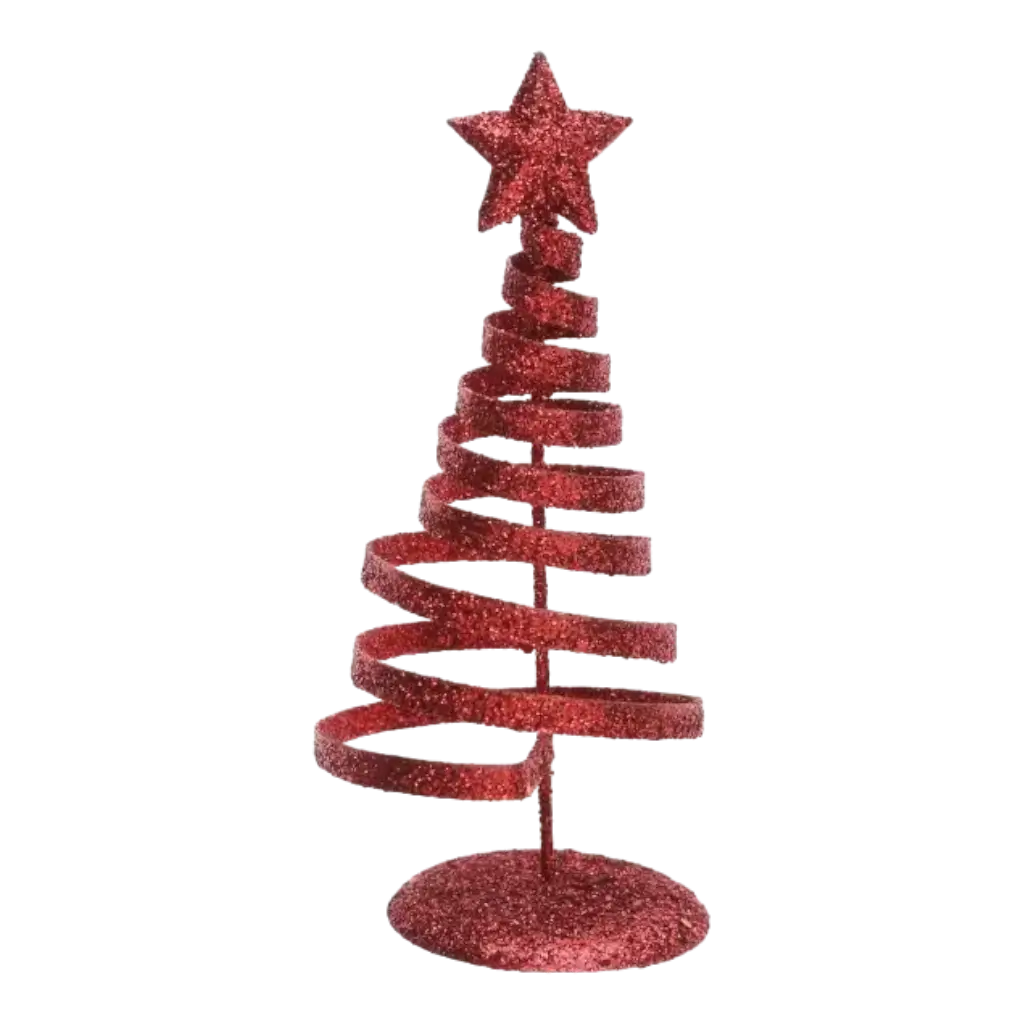 Red Spiral Fir Tree in Metal - Table decoration - 6.5 x 14 cm