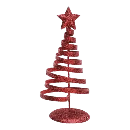 Red Spiral Fir Tree in Metal - Table decoration - 6.5 x 14 cm