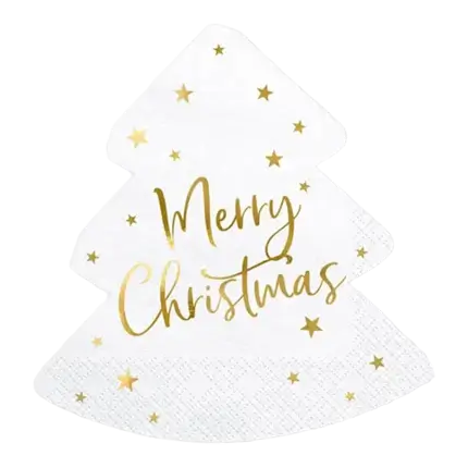 Paper napkin shape Merry Christmas tree (Set of 20)
