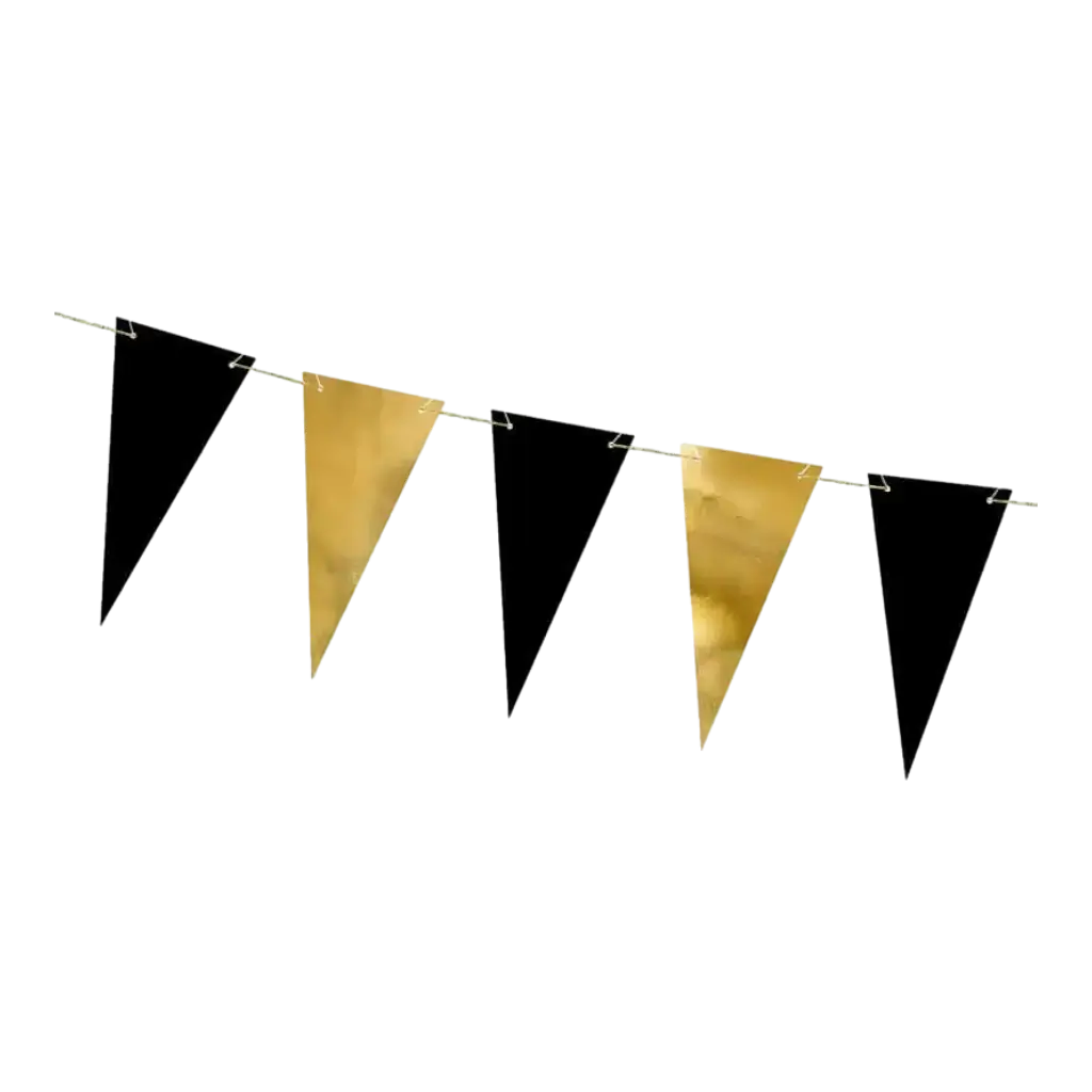 Black & gold pennant garland - 215cm