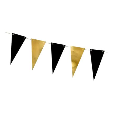 Black & gold pennant garland - 215cm