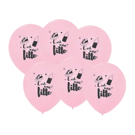 Pink Balloons - C'est Une Fille - 30cm - Set of 6