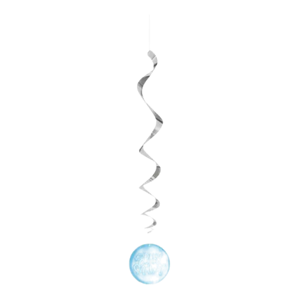 3 Blue & Silver Pendant Lights - Baby Shower Boy