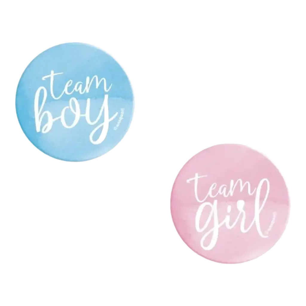 10 Team Girl / Team Boy Badges - Gender Reveal Goodies