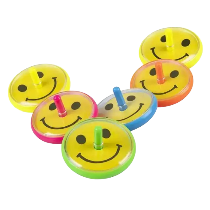 Smiley spinning tops (set of 6)