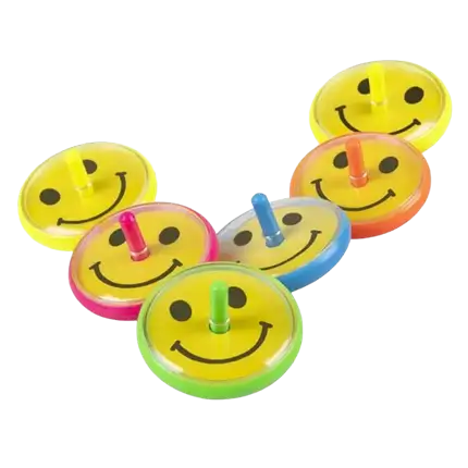 Smiley spinning tops (set of 6)