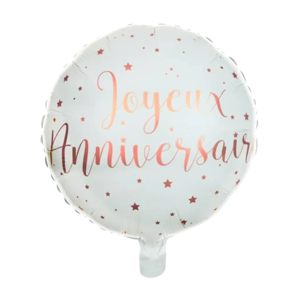 Happy Birthday Balloon White/Gold Pink ø45cm