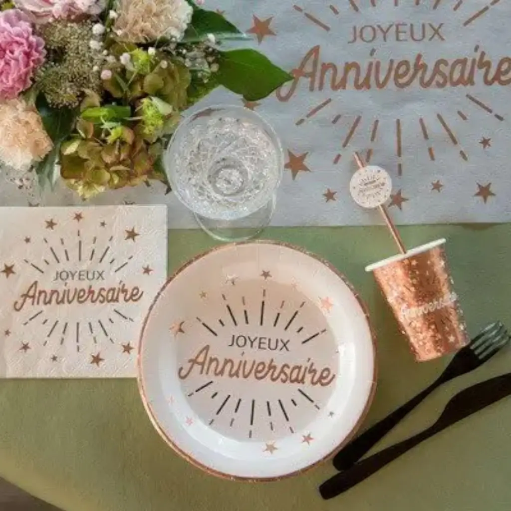 Happy Birthday Plate Rose Gold (Set of 10)