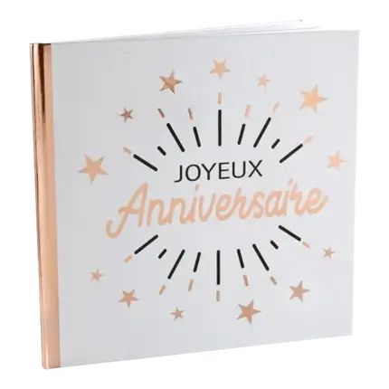 Happy Birthday Guestbook Rose Gold Metallic