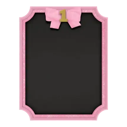 Blackboard 1st Birthday with pink outline 23x18cm