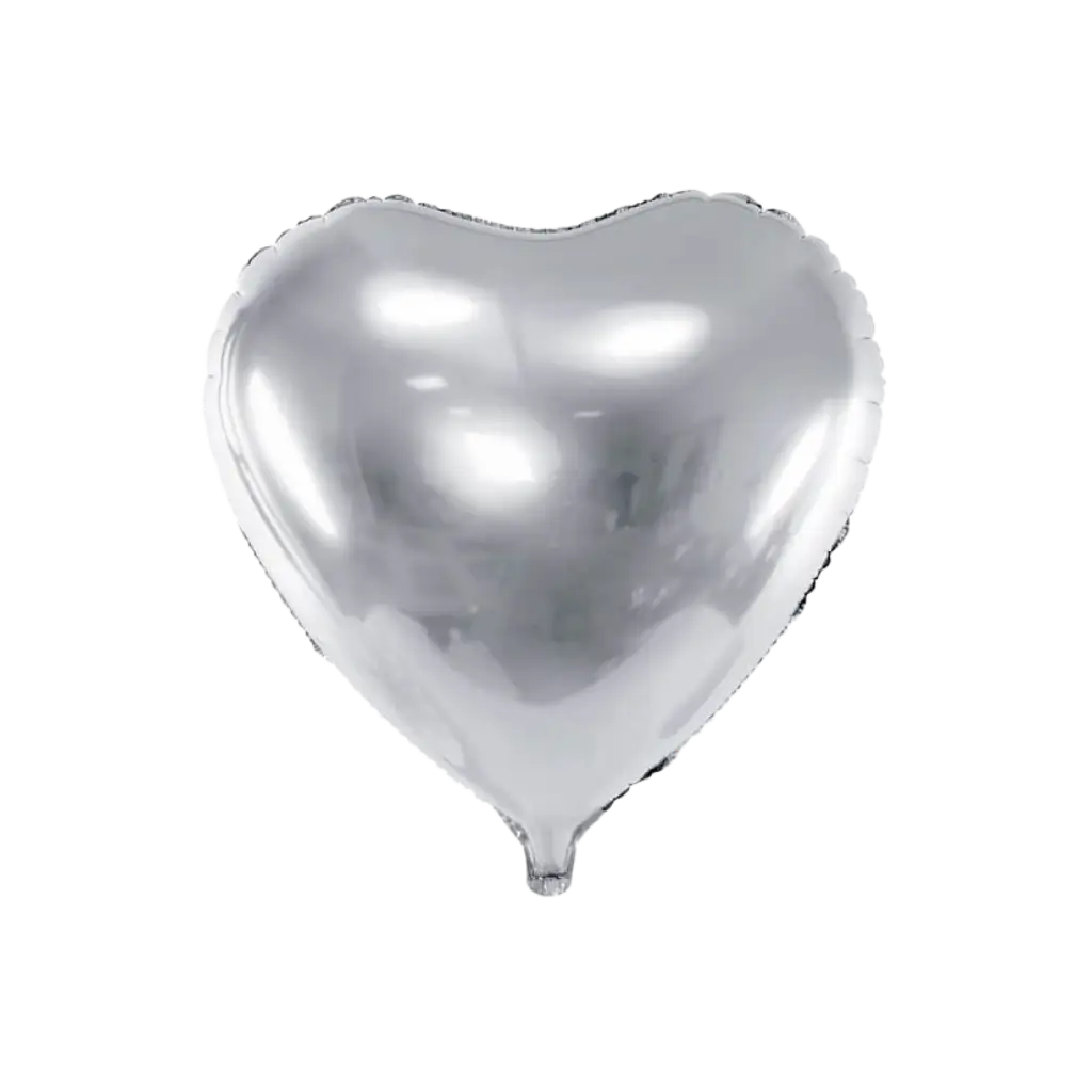 Aluminium Balloon Heart Silver- 45cm