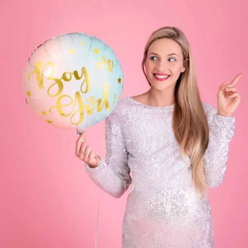 Aluminium balloon pink and blue Boy or Girl ø35cm