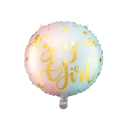 Aluminium balloon pink and blue Boy or Girl ø35cm