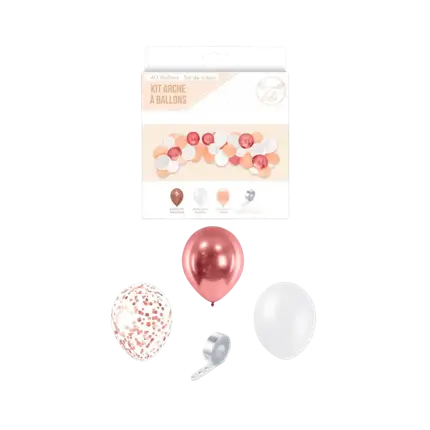 Kit 40 Balloons for Baby Girl Arch - White/Pink/Gold