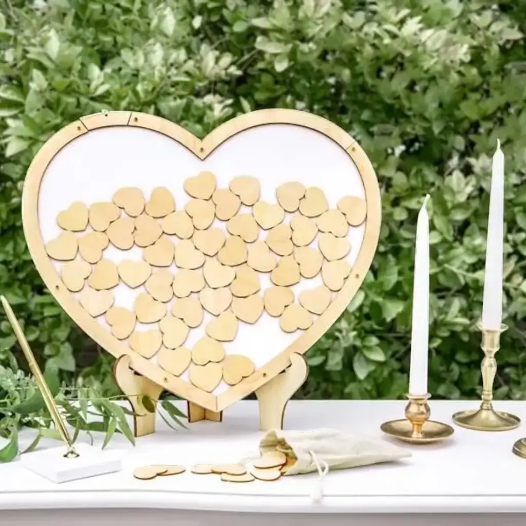 Wooden guestbook - Heart + Stand