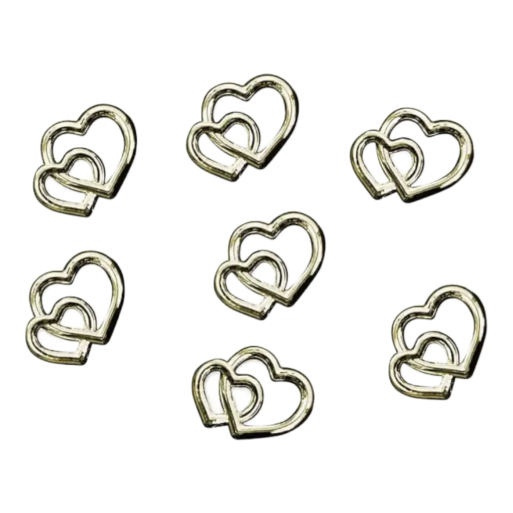 Double heart decoration GOLD - LOT OF 25 - 10mm