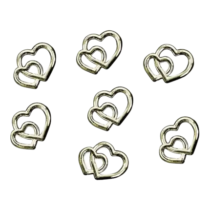 Double heart decoration GOLD - LOT OF 25 - 10mm
