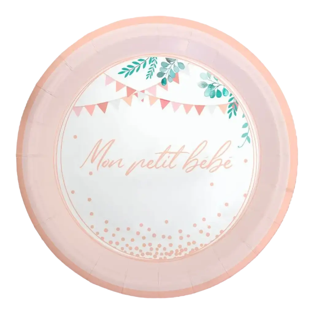 Pink plate "My little baby" - Set of 6