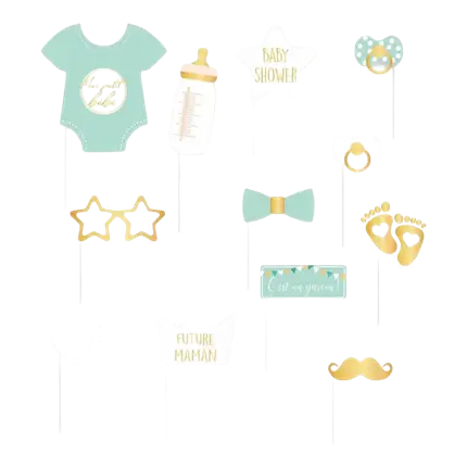 Photobooth Baby Shower blue - 12 accessories