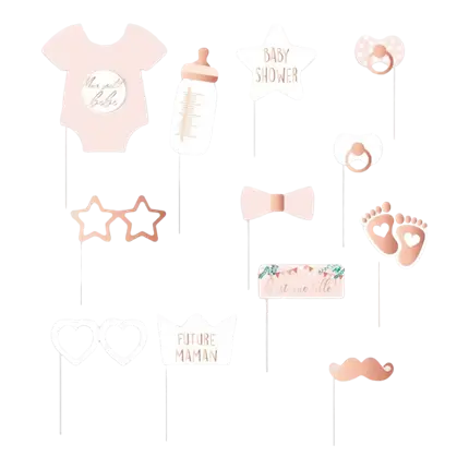 Photobooth Baby Shower Pink - 12 accessories