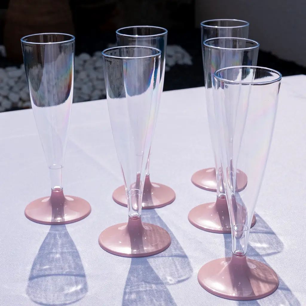 Champagne Flute 14cl - Pastel Pink Base - Set of 6