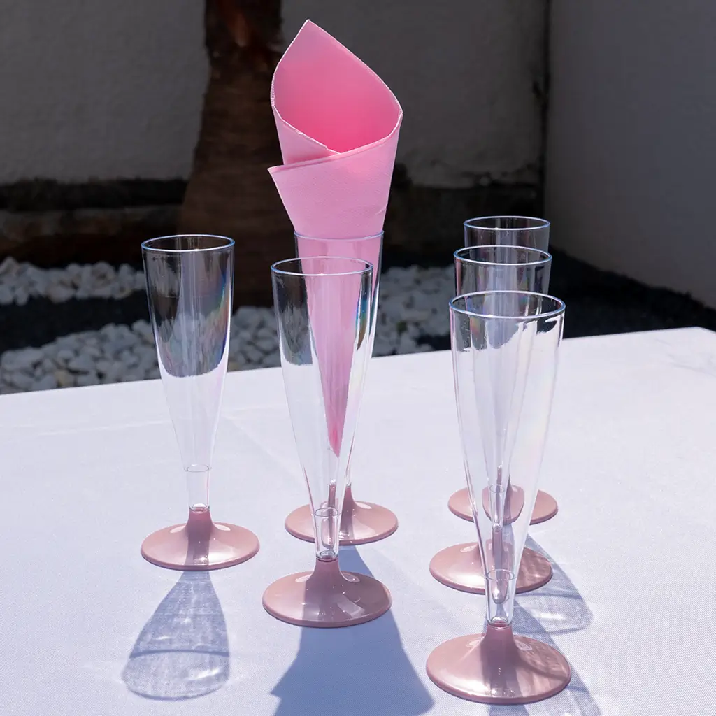 Champagne Flute 14cl - Pastel Pink Base - Set of 6