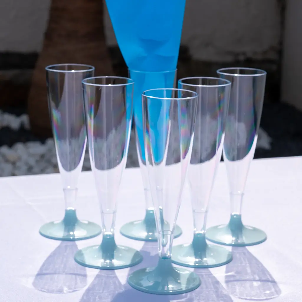 Champagne Flute 14cl - Pastel Blue Base - Set of 6