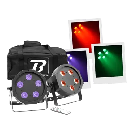 2 LED SPOTLIGHTS - FLAT PAR 5X5W 4IN1 SET - BOOMTONE DJ