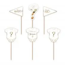 Gender reveal cake decoration pick body - 6 pieces